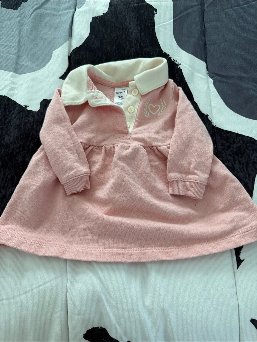 Carter's Pink Polo Dress with Cream Collar and Heart Accent